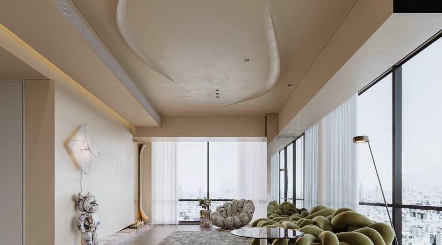 成都客廳GRG吊頂造型全案落地